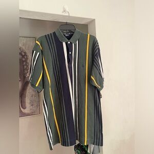 Vintage Men’s Navy Blue & Green Nautica Striped Polo Sz X-Large